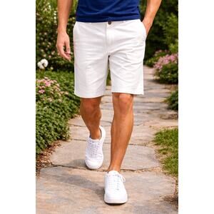 Piombo Stretch Cotton Chino Shorts White size 48 Italian L USA